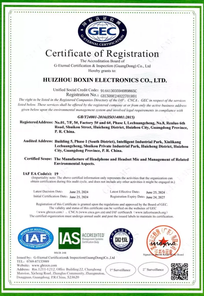 ISO14001 Environmental Certified
